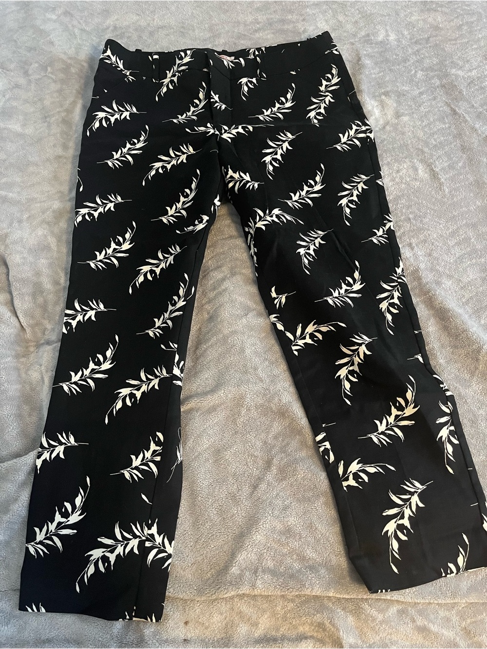 Merona Black Pants with White Leaf Motif